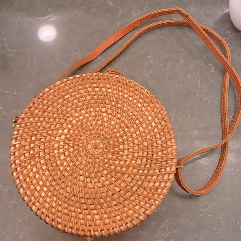 Circle Hand woven rattan bag